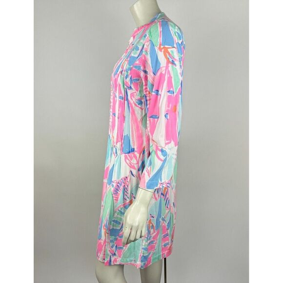 Lilly Pulitzer Sarasota Tunic Dress Women M EUC 3/4Sleeve V-neck Pink Out to Sea - Picture 4 of 14